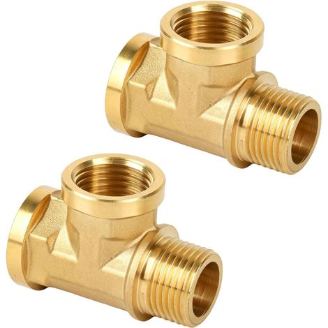 raccordi a T in ottone, connettore a T in ottone da 1/2"  Connettore a 3 vie per tubi idraulici, IGxIGxAG, raccordi filettati in ottone (1/5)