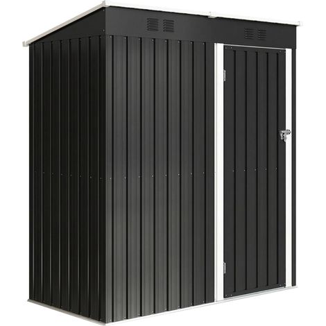 Caseta de jardín metálica de 1,37 m², con cerradura y ventilación.