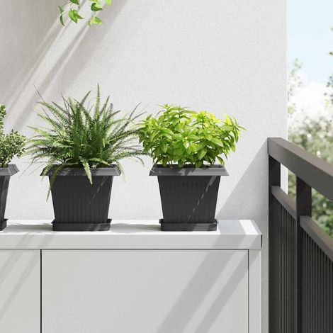 Quadratischer Blumentopf 6 pcs Schwarz 20 x 20 x 16 cm