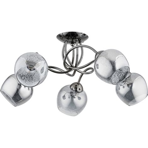 Alfa INFINITY 5-Light Chrome Glass Pendant Ceiling Lamp, Modern Hanging Chandelier with 5xE27 (max 60W) IP20, 68cm Wide Indoor Lighting for Dining & Living Rooms