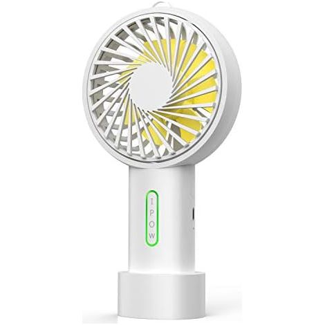 Ventilateur portable mini IPOW, 3 vitesses, angle réglable, base détachable, câble, chargement USB, fonctionne sur batterie, idéal pour un bureau.-AquaForge (1/5)