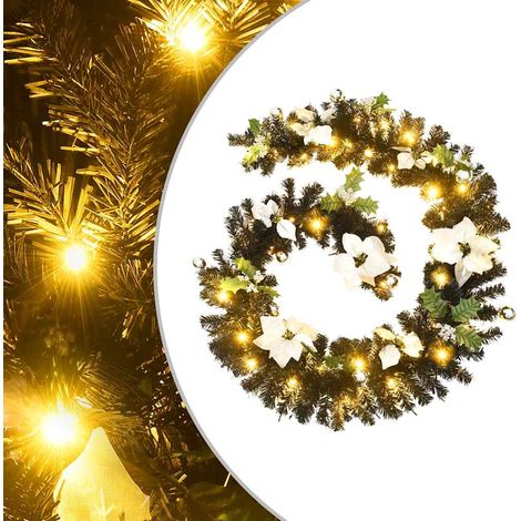 Guirlande de Noël Lumineuse LED Intérieur Extérieur PVC Noir et Argenté 2,7 m - PANGIVO (1/5)