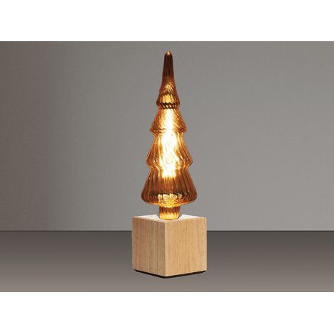 Tischlampe Würfel Holz Eiche mit Deko LED Tannenbaum, Quadrat 9cm (1/5)