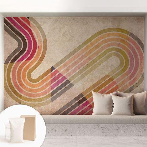 Newroom Tapete Dekorative Vliestapete mit Kleber Modern für Wohnzimmer Schlafzimmer Geometrische Linien 208x146 cm (1/5)