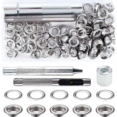 Kit de Grommets Eyelets Outils Metal Grommet Kit Oeillet avec Outils Oeillet pour Toile Bâche Tente de Réparation (8MM) (1/5)