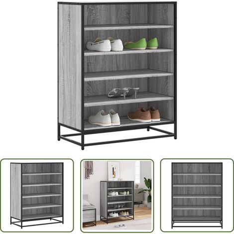 vidaXL Meuble à chaussures sonoma gris bois d'ingénierie et métal (1/5)