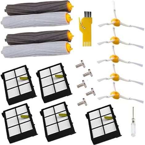 Pices de rechange pour iRobot Roomba 980 960 900 880 870 860 800 aspirateur robotique (5pcs brosses latrales 5pcs vis 5pcs filtres 2 ensemble extracteur de dbris sans enchevtrement) (1/5)