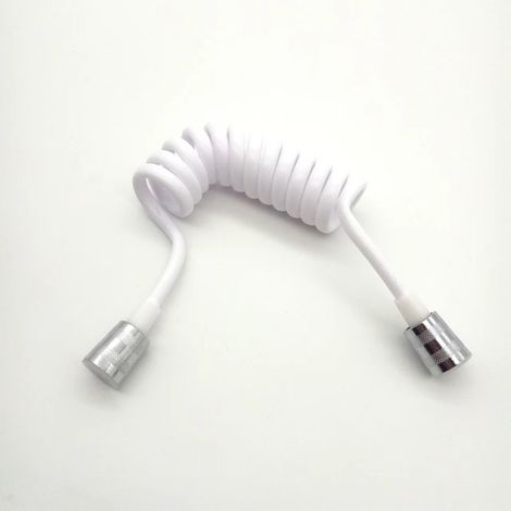 Ensemble de robinetterie de douche (tuyau blanc) : pommeau de douche à main, rallonge de douchette, accessoire de douche pour lavabo et salle de bain. (1/5)