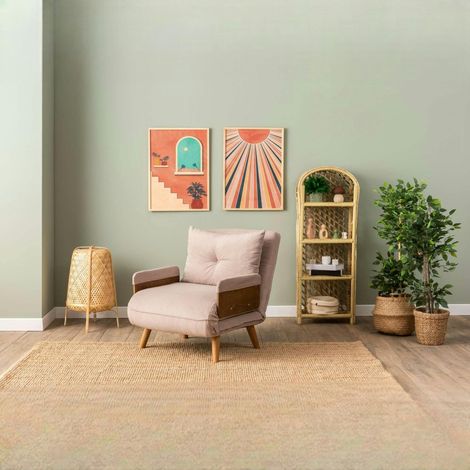Fauteuil convertible rose poudré 1 place couchage 190 cm LOJA (1/5)