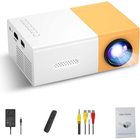 Projecteur de cinéma portable d'extérieur, 24-60 pouces Grand écran Projecteur de cinéma maison, Support USB, Micro SD, AV, Audio (1/5)