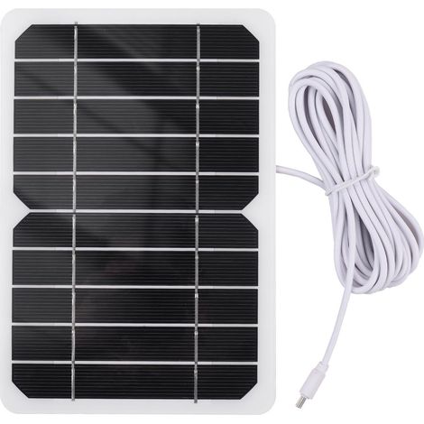 Chargeur solaire portable 5W 5V étanche avec prise micro USB pour le camping, idéal pour recharger téléphones portables, mini-ventilateurs, lampes LED et appareils photo domestiques. (1/5)