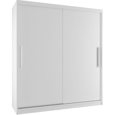 BELINI Grande Armoire 2 Portes Coulissantes VERONA SI 133 cm - Penderie & Tringle - Chambre Adulte - Blanc Mat (1/5)
