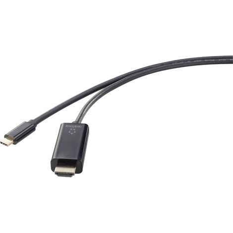 Renkforce USB-C® / HDMI Câble adaptateur USB-C® mâle, Fiche mâle HDMI-A 3.00 m noir UHD 4K @ 60 Hz RF-4531594 Câble d'afficheur USB-C® A834042 (1/3)