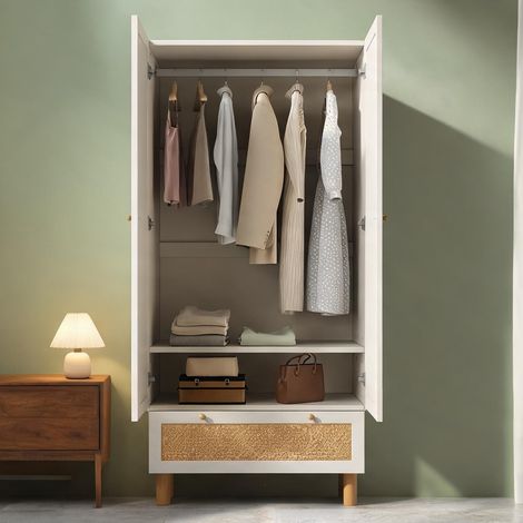Commode coloris blanc en bois 85,5 x 52 x 180,5 cm (1/5)