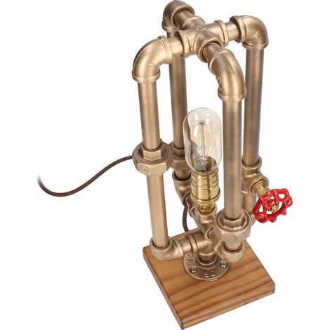 Lampe industrielle en tuyau avec ampoules E27, peinture haute température, interrupteur à volant, lampe de table steampunk pour hôtel, prise européenne 220 V (1/5)