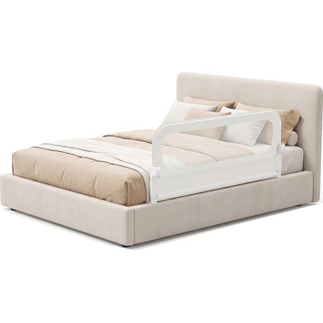 COSTWAY Sponda Letto per Bambini 150cm,Altezza Regolabile a 3 Livelli,Cinghia di Sicurezza,Bianco (1/4)