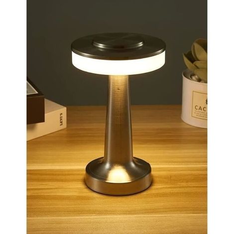 Portative Lampe de Bureau Chevet, Lampe LED sans Fil Rechargeable, 3 Couleurs Lampe de Chevet Tactile a Piles, pour Table Bass[980] (1/4)