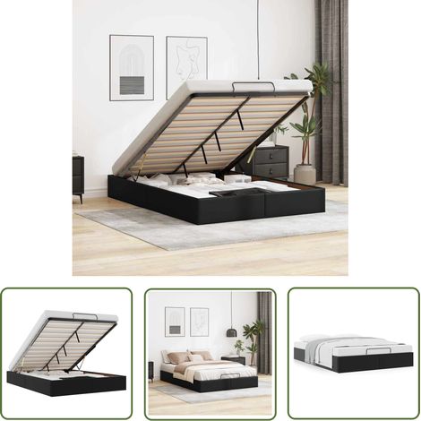 vidaXL Ottoman-Bett ohne Matratze Schwarz 140x190 cm Kunstleder (1/5)