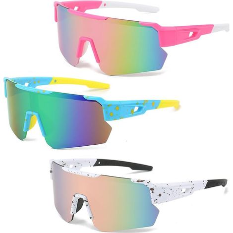 3-teiliges Fahrradbrillen-Set, UV400-Schutz, für Outdoor-Aktivitäten wie Radfahren, Motorradfahren, Laufen, Motorradrennen, Skifahren und Baseball (1/5)