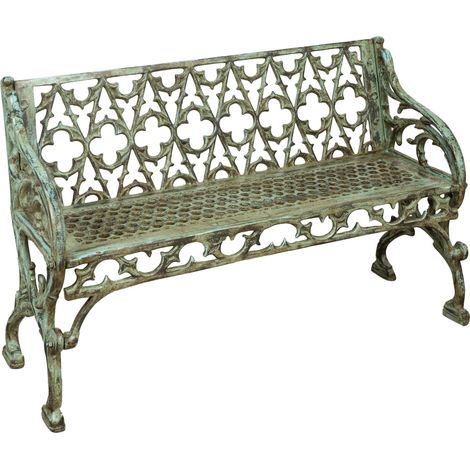 Cast iron outdoor bench 130x47x79 cm Outdoor bench 2 seater chair Garden sofa Iron bench Bench with armrests (1/5)