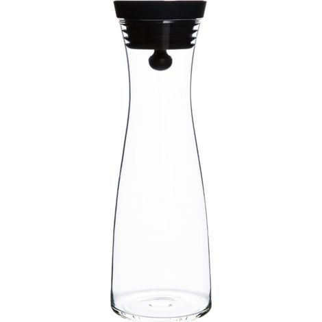 Carafe en verre trempé avec ouverture large, couvercle étanche et compartiment à glaçons – idéale pour fruits et rangement au frigo (1/4)