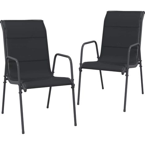 Maison Exclusive - Sedie da Giardino 2 pz in Acciaio e Textilene Nere (1/5)