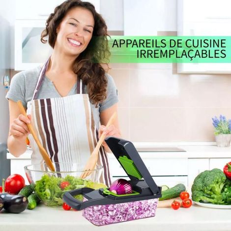 Mandoline de cuisine - - 16 en 1 - 8 lames réglables - ABS alimentaire - Acier inoxydable (1/5)