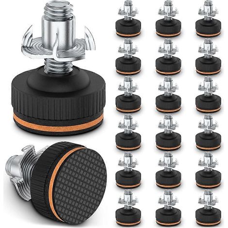 Lot de 20 pieds de nivellement réglables pour meubles avec protections de sol, pieds de nivellement robustes de 9,5 mm (3/8 po) avec patins en caoutchouc, niveleurs de pieds (1/5)