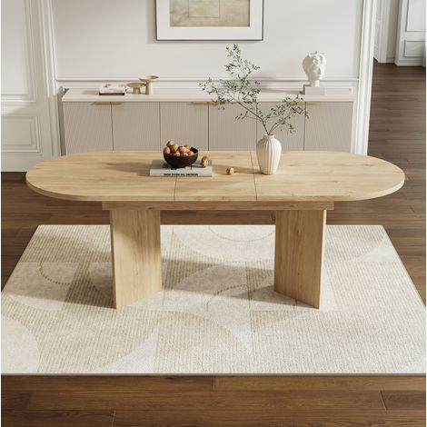 Tavolo da pranzo allungabile 120/160x80 cm rovere in MDF con angoli arrotondati (1/5)