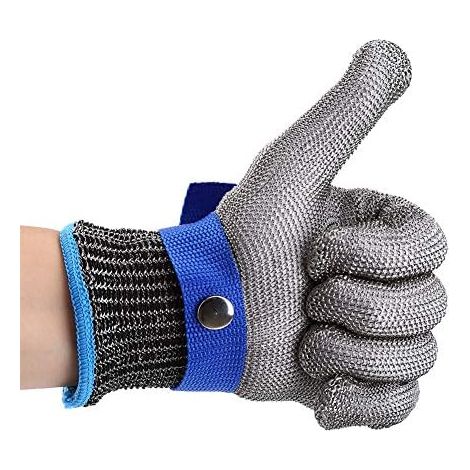 Arbeitshandschuhe - Schnittfeste Handschuhe aus Edelstahl - Sicherheits-Arbeitshandschuhe - Schutzstufe 5 (S)