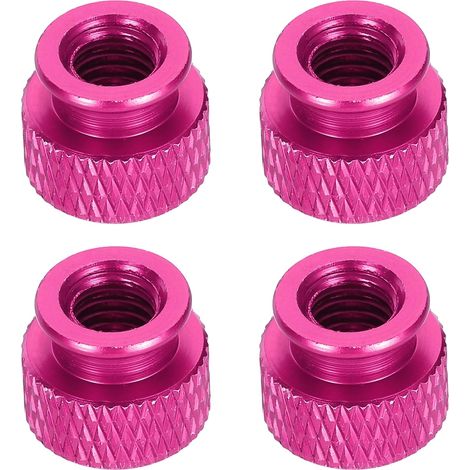 4Pcs Écrou Moleté M6 12mm OD 10mm Hauteur Écrou à Main en Alliage d'Aluminium Anodisé 6061, Vis de Châssis Métallique pour Machines, Assemblage DIY, Électronique, Rose (1/5)