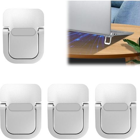 Set di 2 supporti per laptop - Supporto regolabile - Accessorio per alzare la tastiera - Compatto e portatile - Argento (1/5)