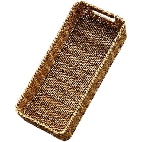 Panier de rangement tressé compatible avec les bureaux, en imitation rotin, pour divers objets. (1/4)