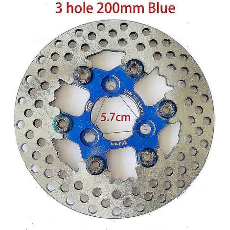 Disques de frein flottants universels en alliage d'aluminium pour moto, diamètre extérieur 200 mm/220 mm/245 mm/260 mm, plaquettes de frein à refroidissement rapide (5,7 cm, bleu, 200 mm) (1/5)