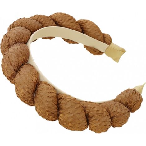 Fascia per capelli spessa e intrecciata, marrone, per donna, ampia, decorazione alla moda.