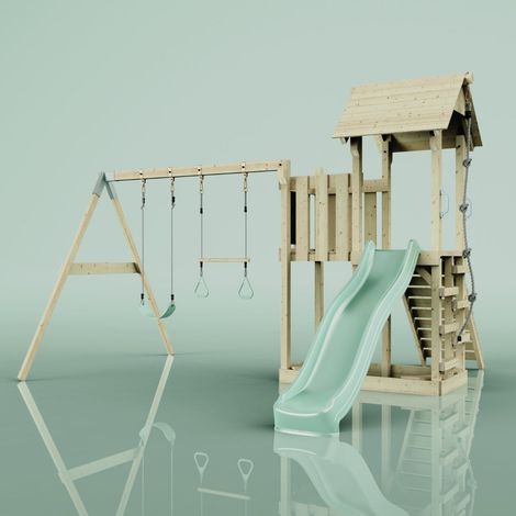 Aire de jeux PolarPlay Uppsala Vert 357 x 373 cm Barre de trapèze