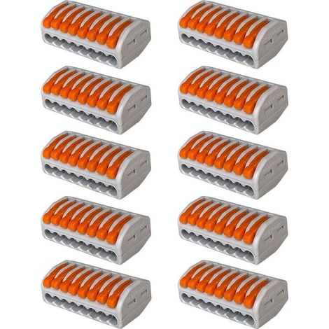 10 Pcs PCT-218 Lever-Nut Wire Connectors, 8 Ports Conductor Compact Wire Connectors, Compact Spring Connector Terminal Block (1/5)