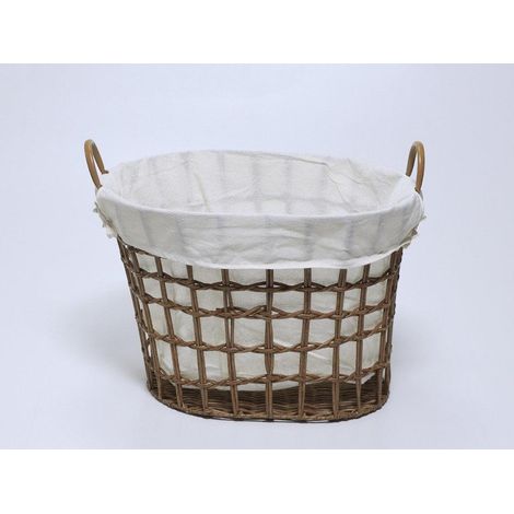 Kipit Panier à linge naturel design ovale 42,5x55,6x40 cm