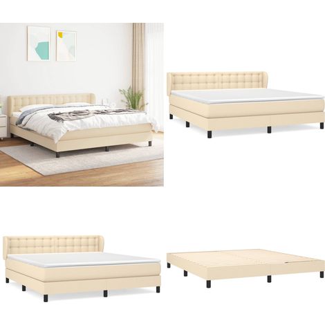Boxspringbett mit Matratze Creme 180x200 cm Stoff - Boxspringbett - Doppelbett - Cremefarbenes Bett - Lattenrost - Bettrahmen - Home & Living (1/5)