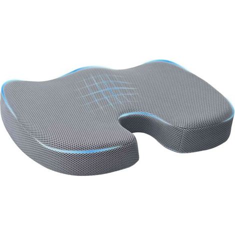 Coussin d'assise gris, dimensions : 47 x 37 x 8 cm, mousse à mémoire de forme. (1/5)