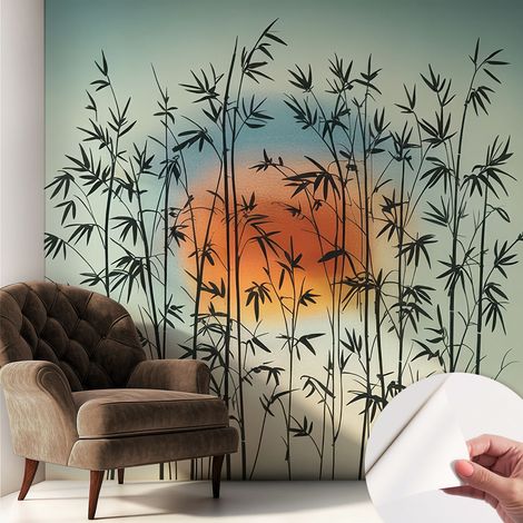 Papier peint autocollant avec imprimé pour décoration intérieure pour rénovation a motif Coucher de soleil harmonieux 250x250 cm (1/5)