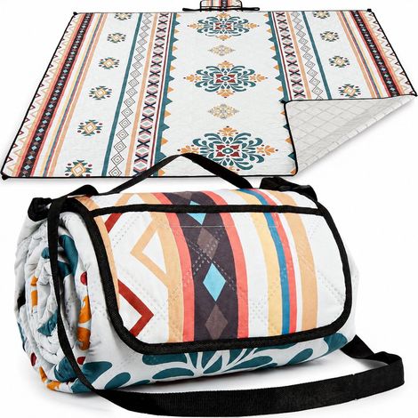 Couverture de pique-nique imperméable – 200 x 200 cm, grand tapis de pique-nique pliable avec poignée de transport, idéal pour le camping, la plage, lavable en machine. (1/5)