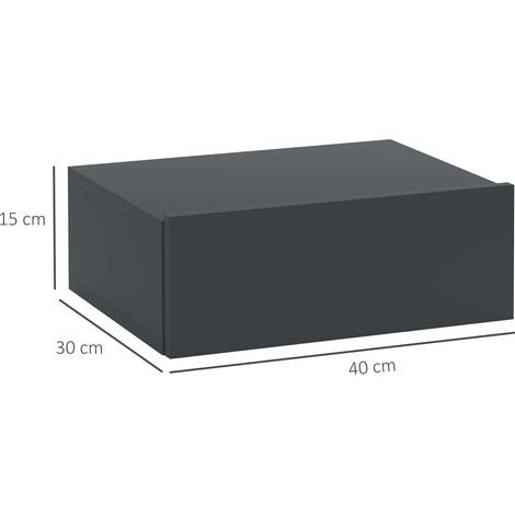 Table de chevet murale moderne avec tiroir, en bois, 40 x 30 x 15 cm, noire (1/5)