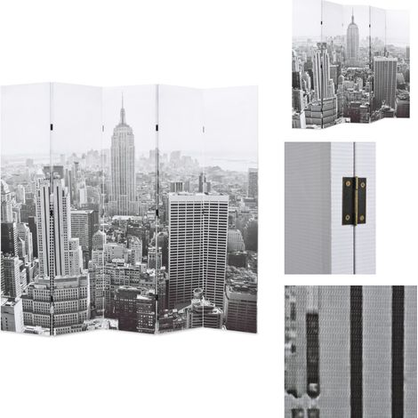 Cloison de séparation pliable 200x170 cm New York Noir et blanc - Cloison De Séparation - Écran De Séparation - Cloison Pliante - Décoration Murale - New York (1/5)