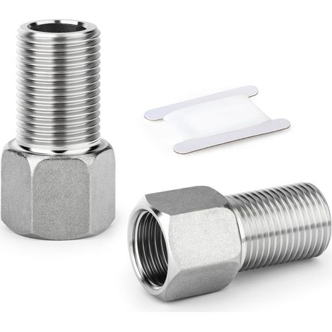 Stück Rohrverschraubung aus Edelstahl 304, Sechskantverlängerung, 1/2" MBSP x FBSP, 60 mm/2,36 Zoll Länge, 2 Stück 50 mm (1/5)