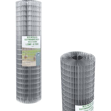 Rotolo Rete Metallica Per Recinzioni 25 M Zincata Elettrosaldata Rigida Maglia 75 x 50 mm Per Giardino Orto Piante Spazi Esterni (175 Cm) (1/4)