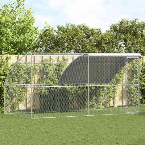 vidaXL Gabbia per polli 2 pcs Argento 400 x 200 x 200 cm Acciaio (1/5)