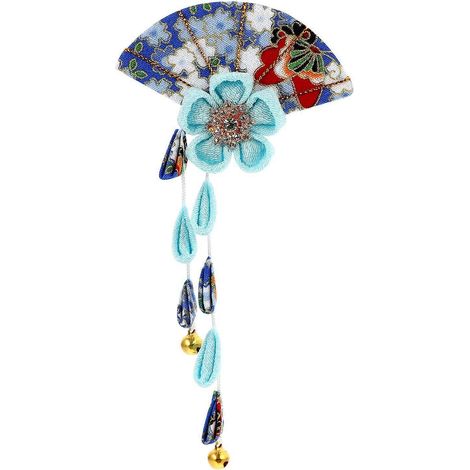 1 pince à cheveux japonaise pour femme, ornement de cheveux à pompon Sakura Kanzashi (kanzashi), inspiré d'un kimono, avec attache. (1/5)