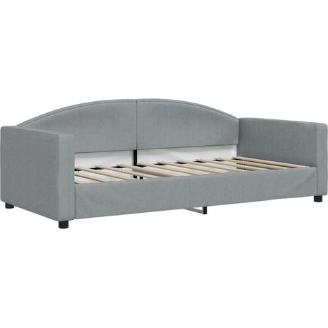 Lit simple Lit adulte Lit de repos sans matelas gris clair 90x190 cm tissu (1/5)