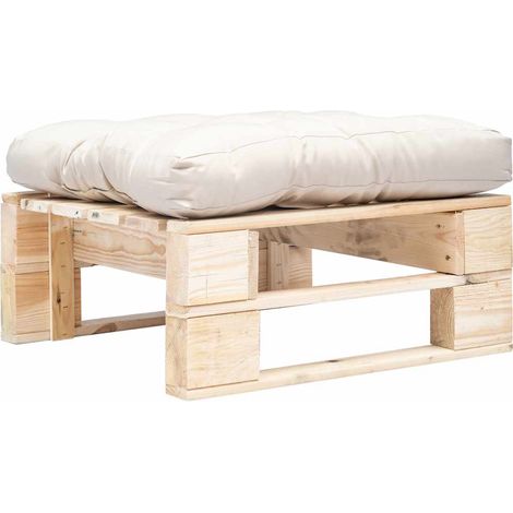 vidaXL Otomana de palets de jardín con cojín arena madera natural (1/3)